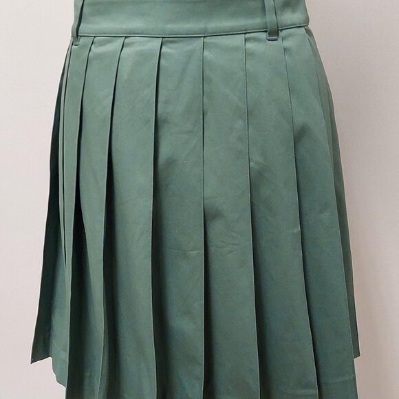 J. Crew Green, Pleated, Cotton Twill Short Skirt; Size: 4 - Picture 3 of 8